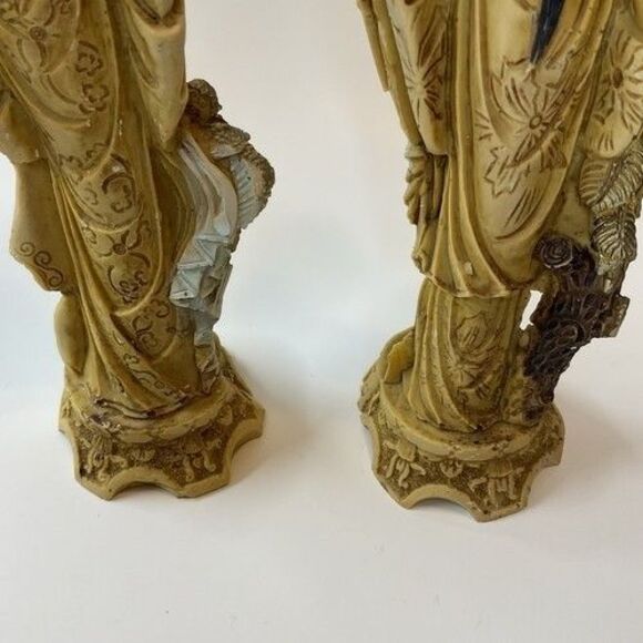 Vintage Lot of 2 ArtMark Italy Goddess & Sorcerer Statues Resin Asian Decor 9.5" - Picture 8 of 14